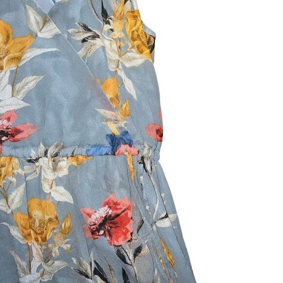 LUCKY BRAND Blue Floral Print Hi-Low Faux Wrap Dress Size XS - Picture 5 of 11